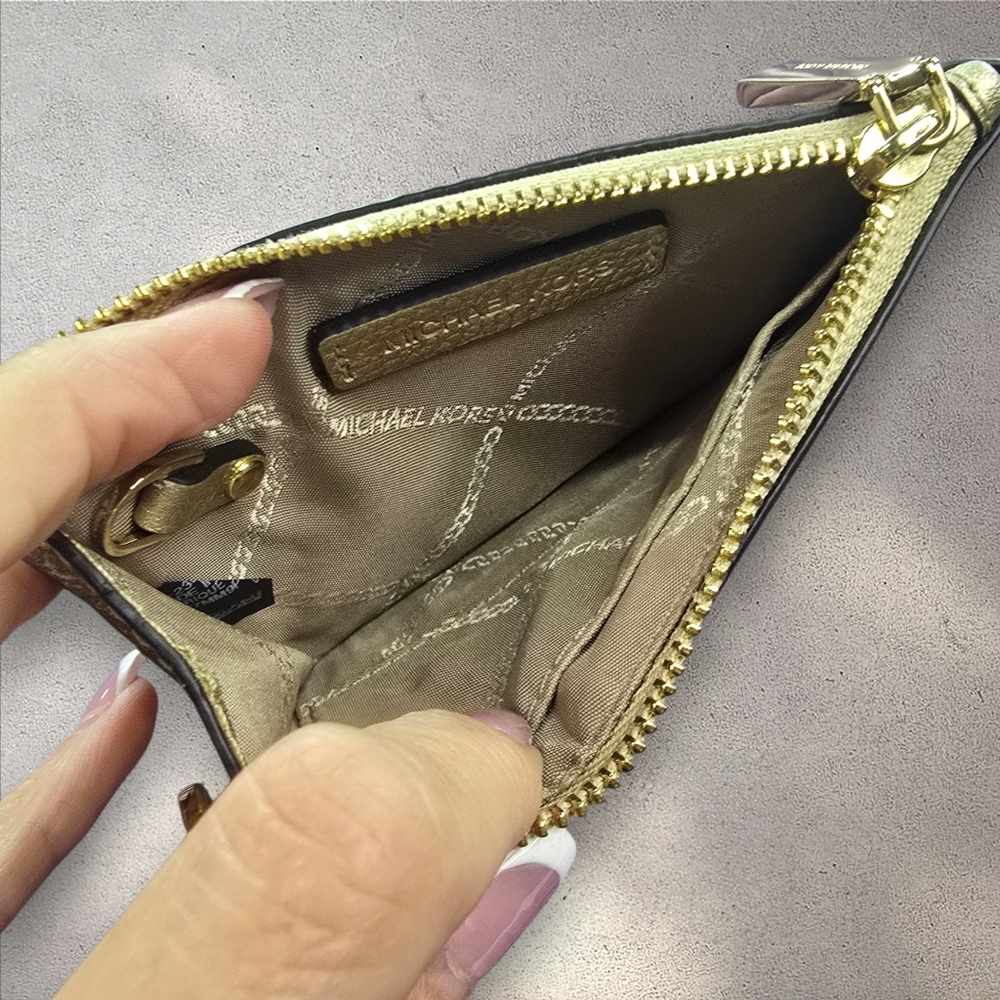 Michael Kors Jet Set Small Metallic Gold Leather Coin‎ Purse Wallet - Picture 4 of 9